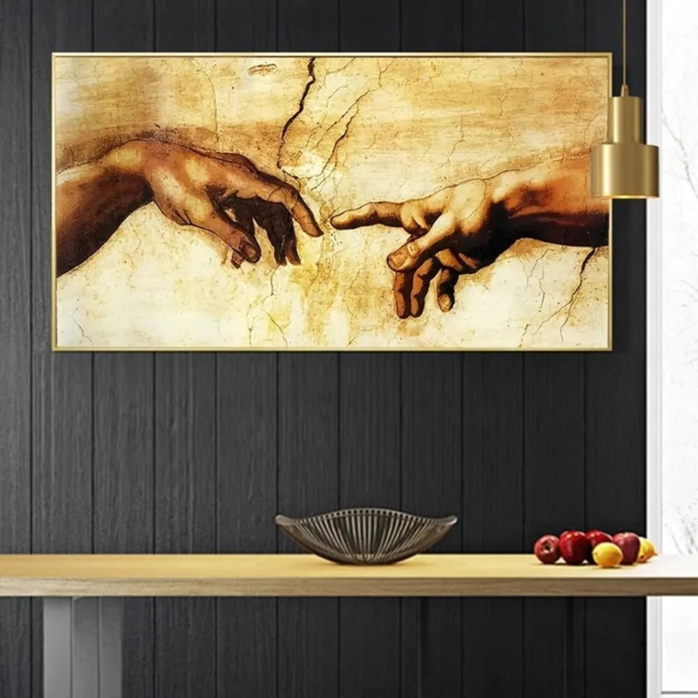 Creative Hand of God Classical Famous Painting Poster Prints Artwork Religion Canvas Painting Wall Art Living Room Home Decor