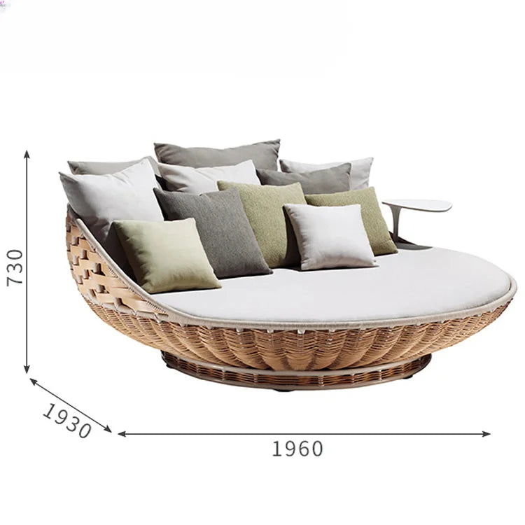 Hotel Outdoor Rattan Hanging Bed Patio Swing Chair Wicker Furniture Porch Swing Bed