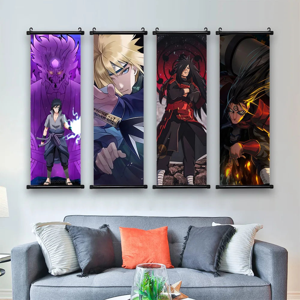 Hot Japanese Anime Scroll Canvas Wall Hanging Painting Kakashi Home Anime Poster Sasuke Art Room Decoration Kid Gift Itachi