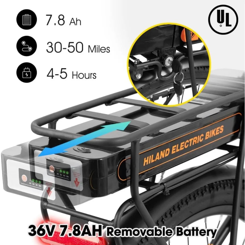 Electric Bike for Adults, 26” 500W Men Women Ebike with Throttle, Removable Battery, LCD Display, 20 MPH Ebikes Commuter Cruiser