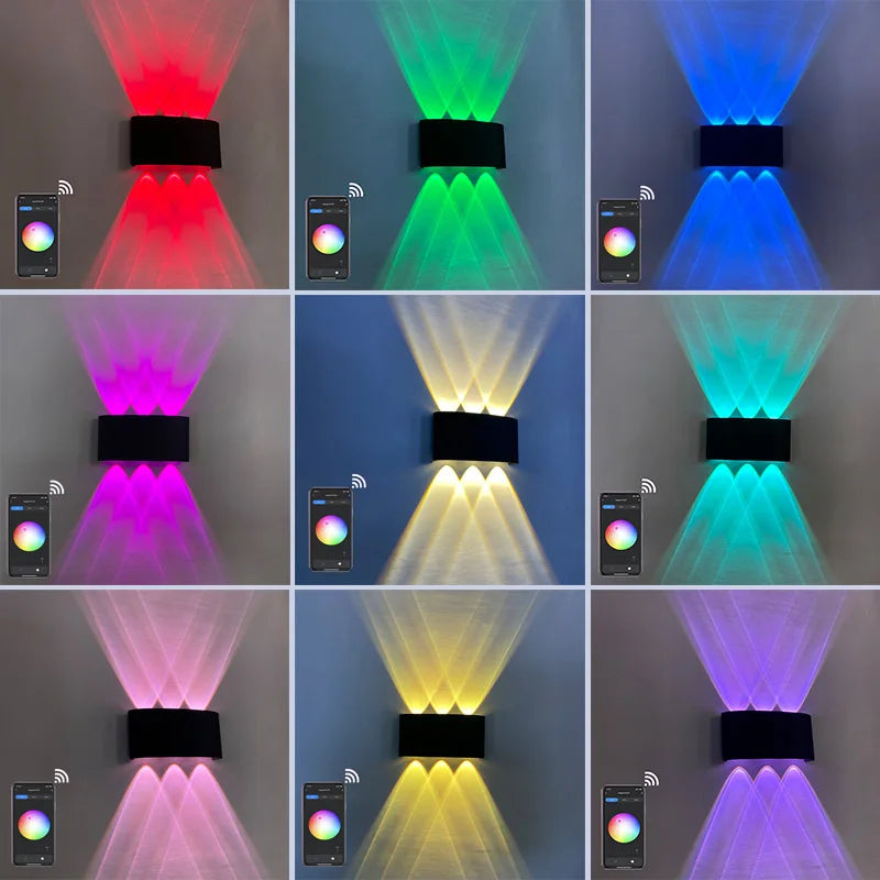 Tuya RGB LED Wall Lamps Outdoor Up Down IP65 Waterproof Garden Sconce Porch Yard Google Alexa APP Exterior Wall Lights AC85-265V