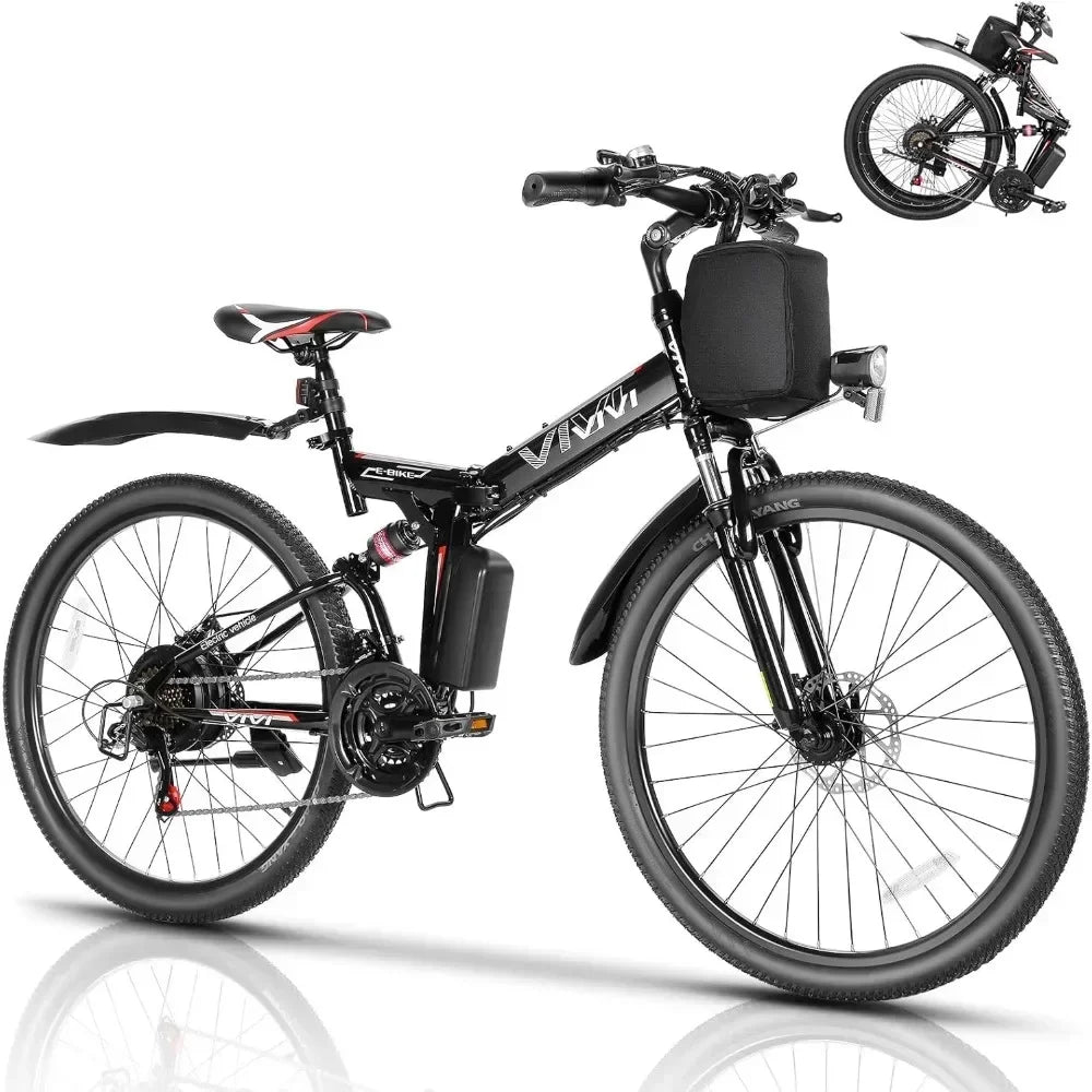 M026TGB 26"  for Adults, Folding Electric Mountain Bike with 500W Motor, 21.7MPH, Up to 50 Miles, Dual Shock Absorber, UL2849