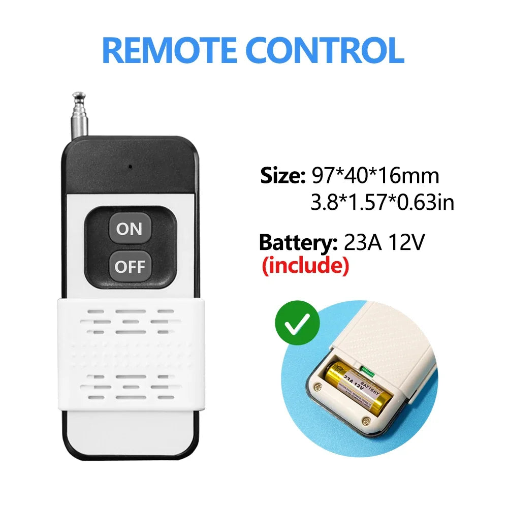 RF 433 Mhz Universal Wireless Remote Control Switch 110V 220v 30A  3000M Remote Control for Electric Gate Light water pump