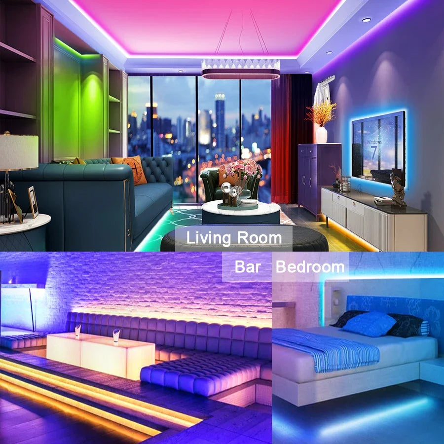 Led 20M Rgb Tape 2835 5050 Strip 12V Lamp With Bluetooth Sound Waterproof Smart Tv Backlight Wifi Colorful Children In The Room