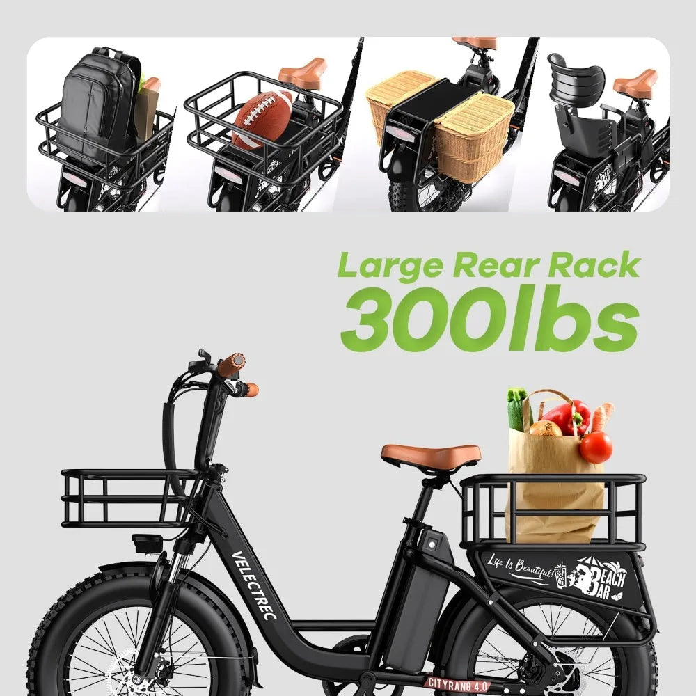 1500W Peak Electric Bike for Adults, 48V 20Ah Removable Battery Max Range 80Miles & 30MPH Electric Bicycle