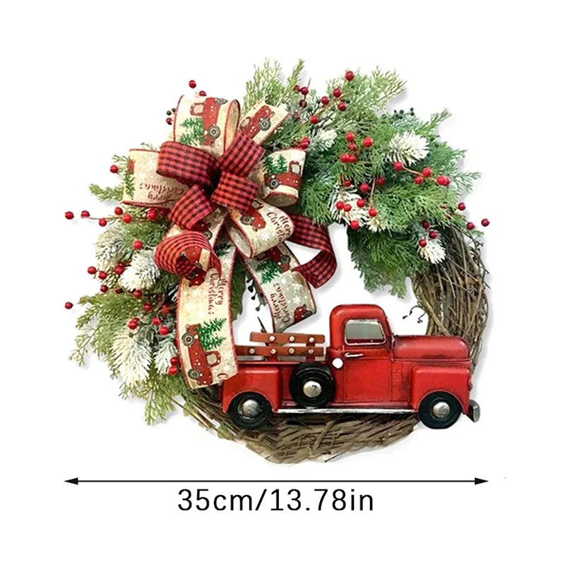 Christmas Wreath 135cm Winter Christmas Artificial Eucalyptus With Red Berries And Bow Red Truck Christmas Reefs