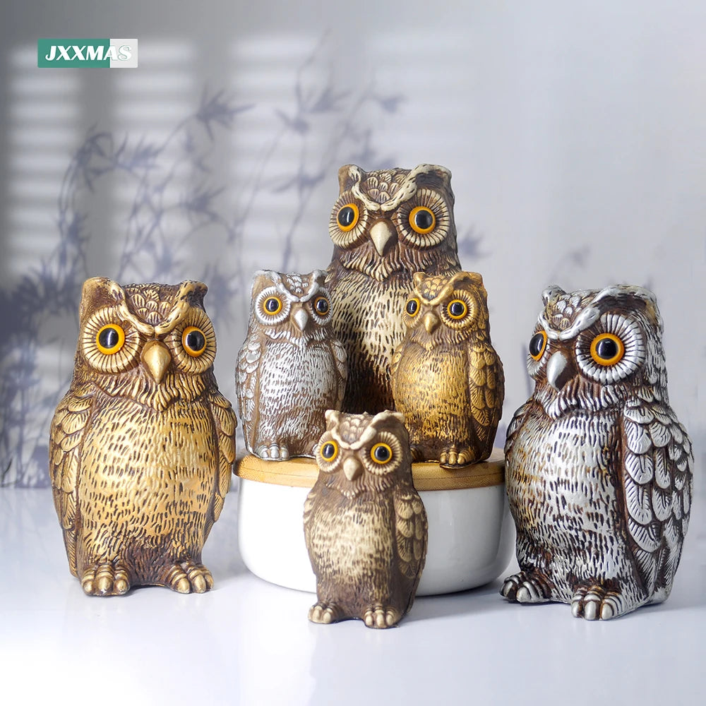 Realistic Birds Owl Scared Animal Scarecrow Home Decor Lawn Courtyard Decoration Art Sculpture Garden Statue Desktop Crafts Toys