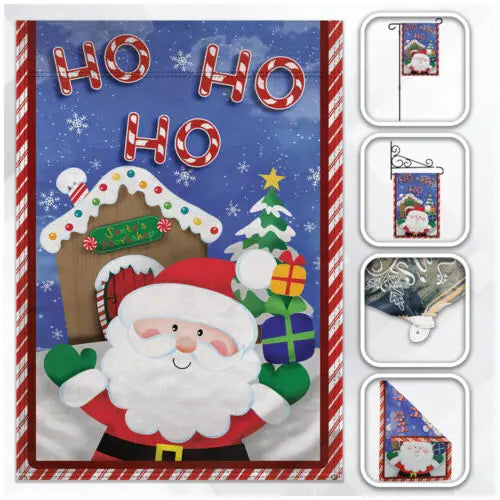 Ho Ho Ho Santa Garden Flag 12x18in Cute Novelty Holiday Yard Flag