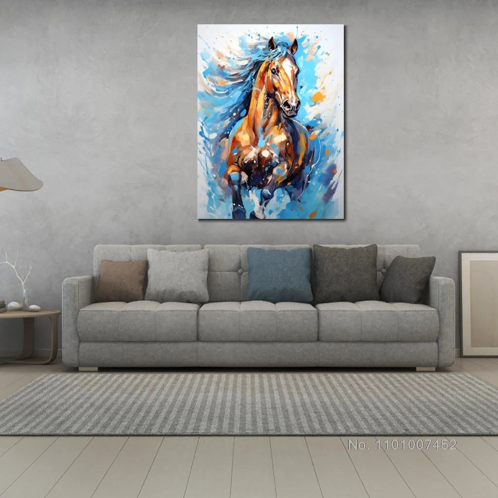 Watercolors Horse Canvas Picture Wall Art Colorful Horses Painting HD Printed Artwork Animal Posters Modern Bedroom Hotel Decor