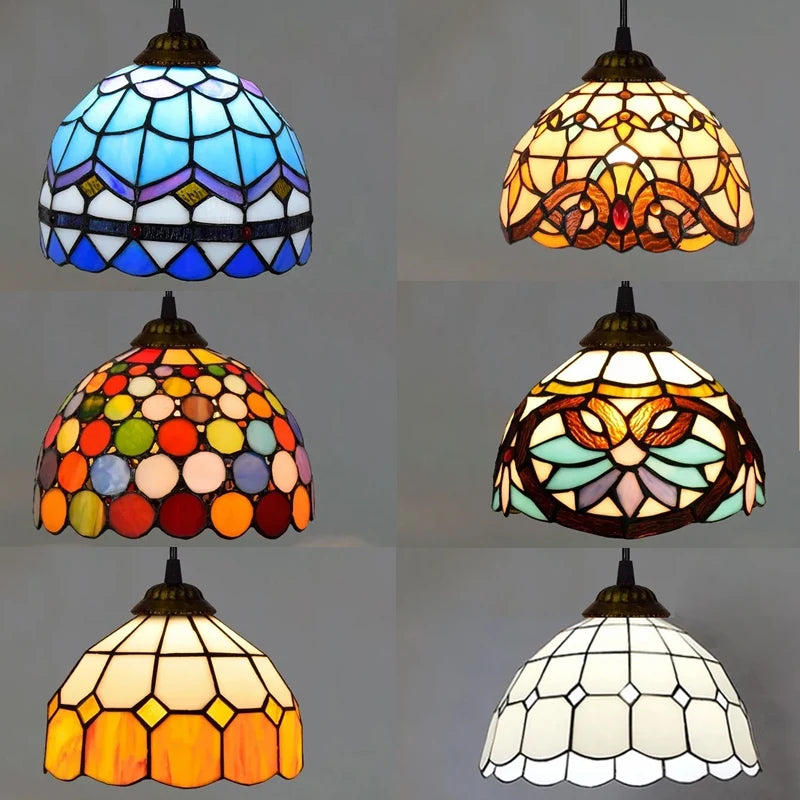 Tiffany Stained Glass Pendant Lamp Dinning Room Chandeliers Ceiling Hanging Light Bedroom Lighting Fixture Home Luminaria Decor