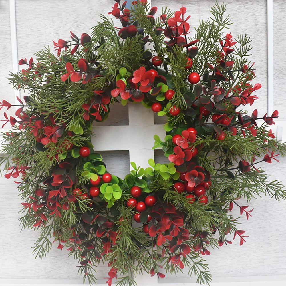 Christmas Wreath Artificial Red Berries Decoration Interior Wall Decoration