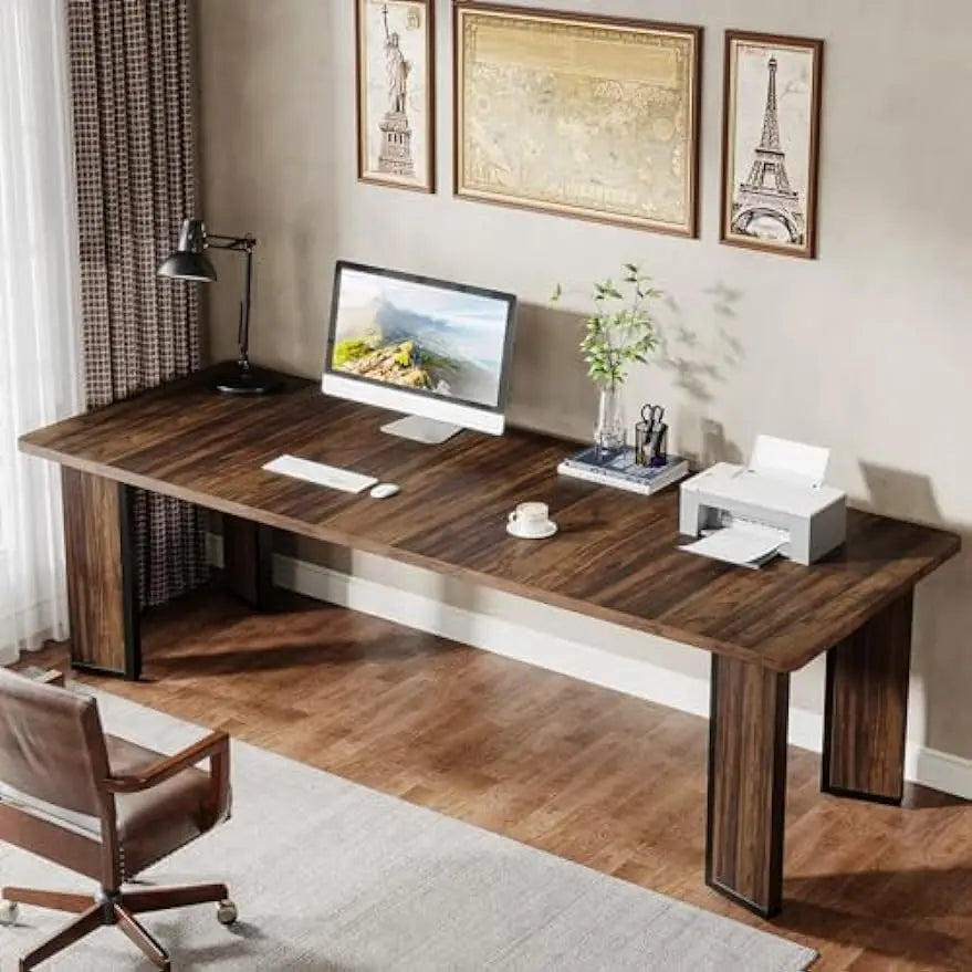 78.7-Inch 2-Person Computer Desk, 6.5FT Extra Large Rectangular Writing Table with Sturdy Thicken Tabletop for Home Office