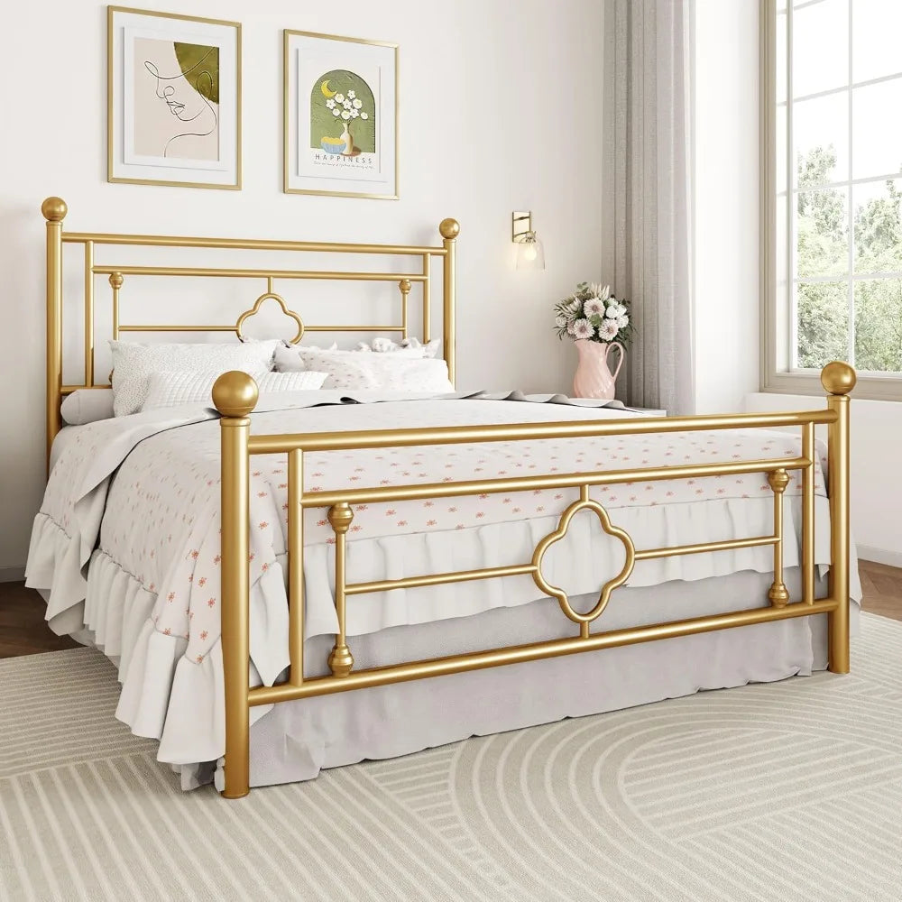 Bed Frame, Iron-Art Headboard and Footboard, Full Size Bed Frame