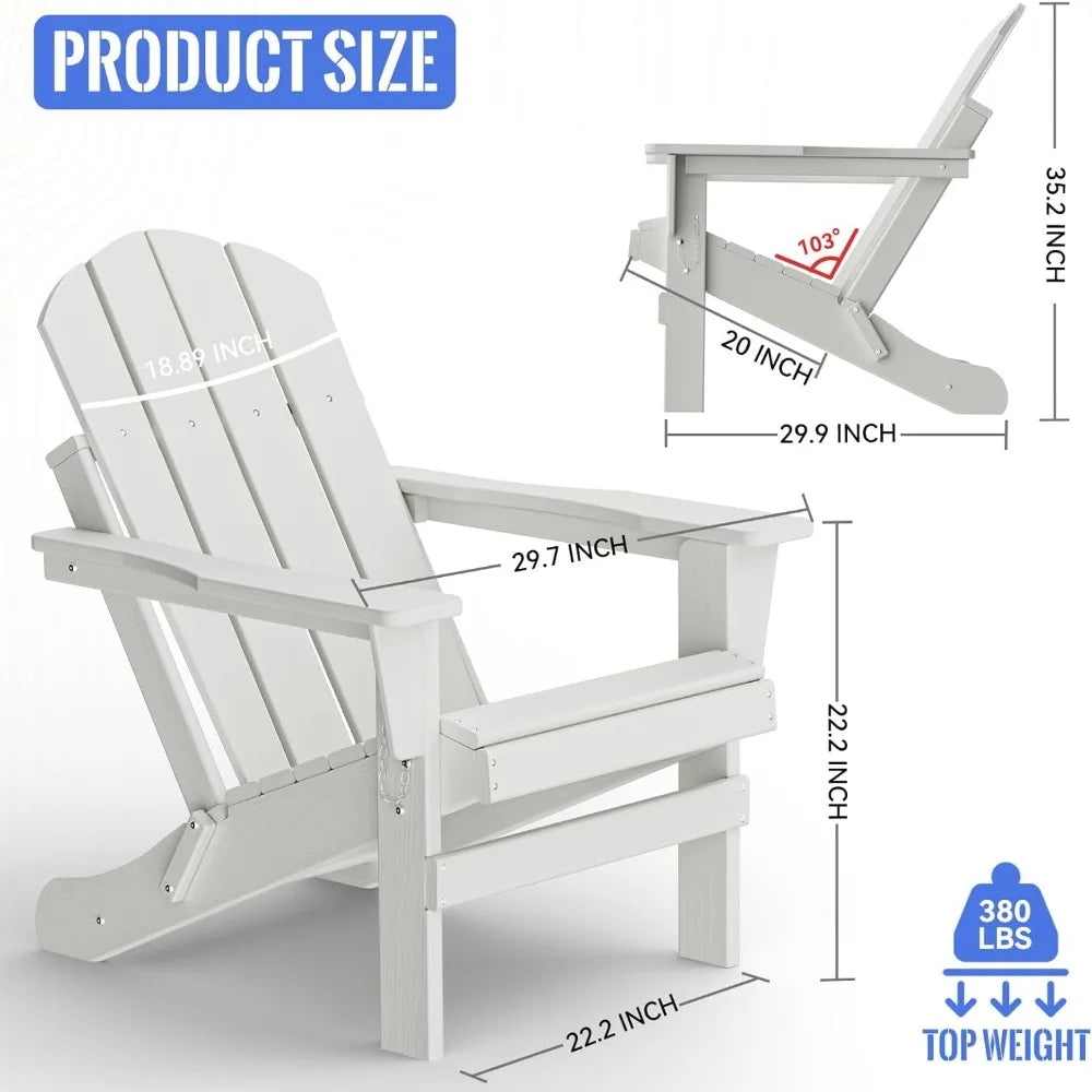 Chair, Folding, Weather Resistant, White, Composite Material, Modern Style, Fire Pit Plastic Chair for Patio, Deck