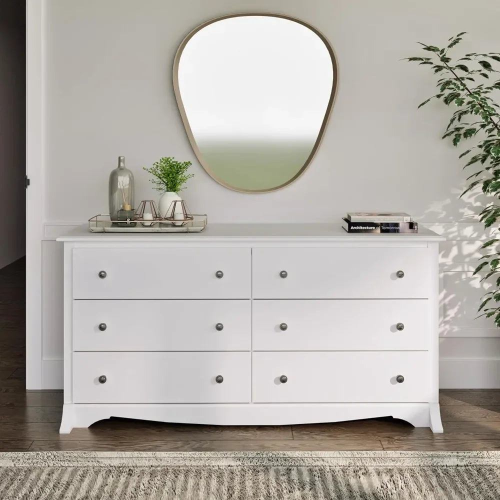 Bedroom Furniture: Double Dresser for Your Bedroom, 6-Drawer Wide Chest of Drawers,