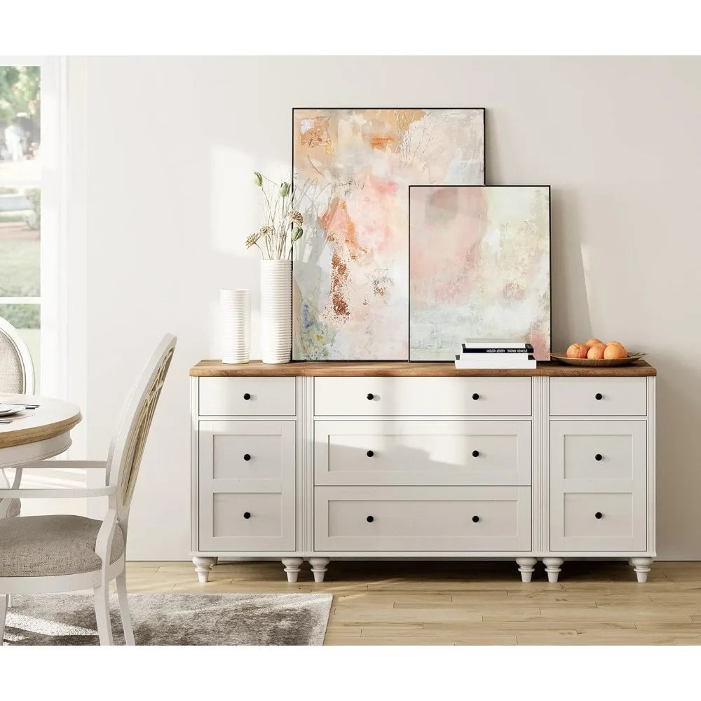 Dresser for Bedroom with 5 Drawers and 2 Storage Cabinet, Nightstands with Charging Station for Living Room