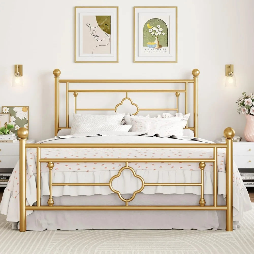 Bed Frame, Iron-Art Headboard and Footboard, Full Size Bed Frame