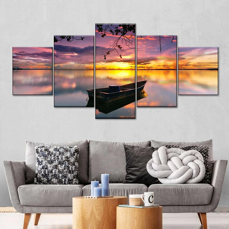 5pcs Landscape Canvas Wall Art Printed Picture Home Décor  Sunset