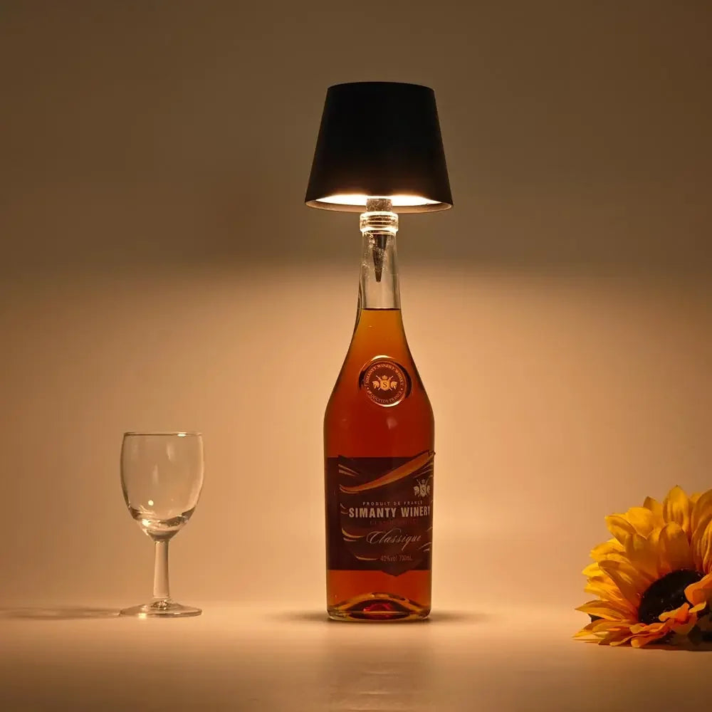 Wireless Bottle Lamp LED Wine Bottle Base Rechargeable Vases Led Light Battery Operated Bar Dining Mushroom Lamp Holder Decor