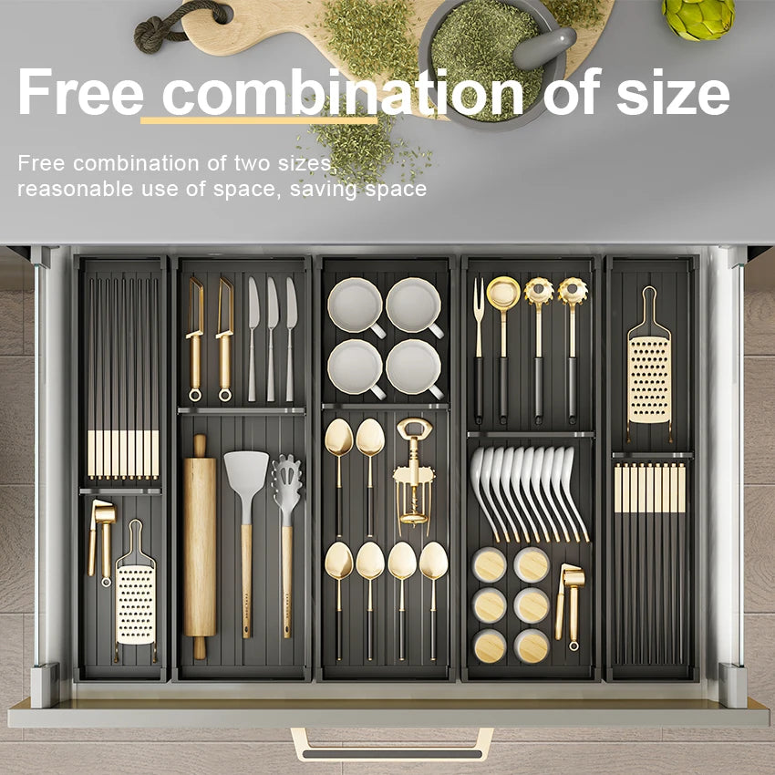 Utensil Drawer Organizer Kitchen Utensil Cutlery Tray Expandable Drawer Storage Retractable Under Cabinet Dish Drying Rack Shelf