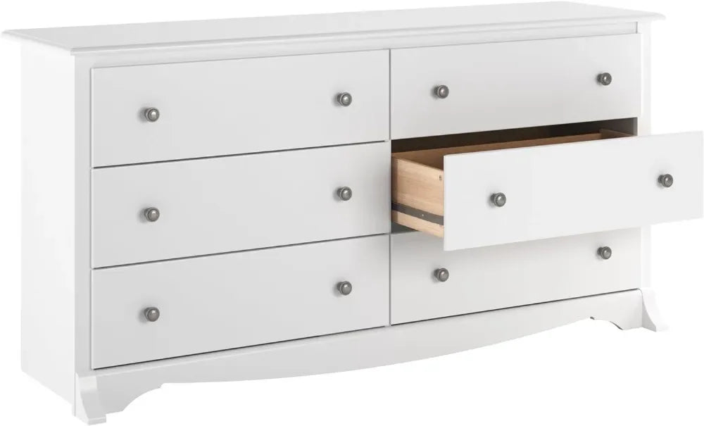 Bedroom Furniture: Double Dresser for Your Bedroom, 6-Drawer Wide Chest of Drawers,