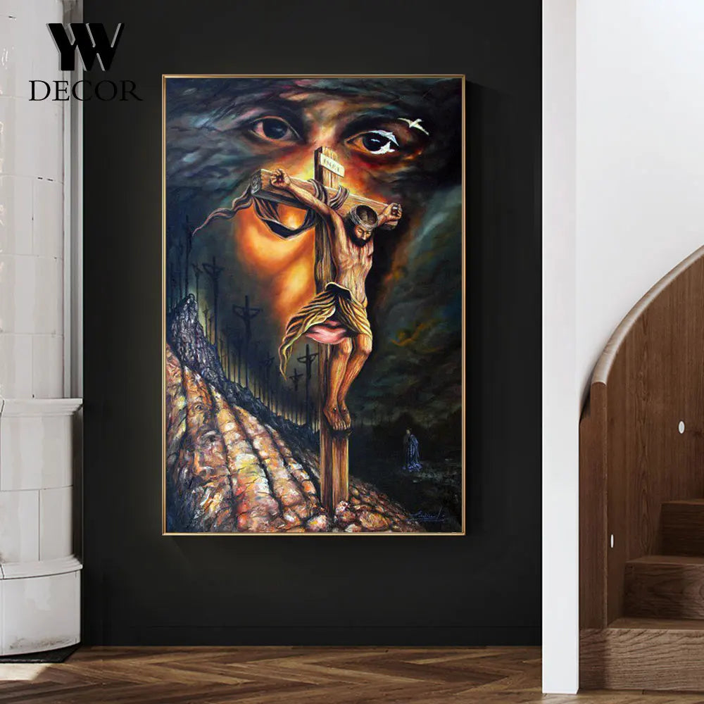 Jesus Christ Series Cross Person Belief Artwork Canvas Painting Print Wall Art Pictures for Living Room Home Decor