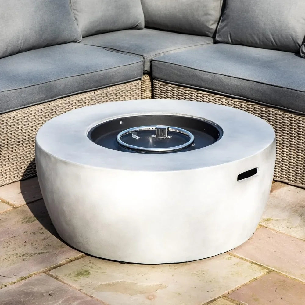 36 in. Outdoor Round Propane Gas Smokeless Fire Pit with Sturdy Faux Concrete Base, Quick Ignition and Gas Regulato