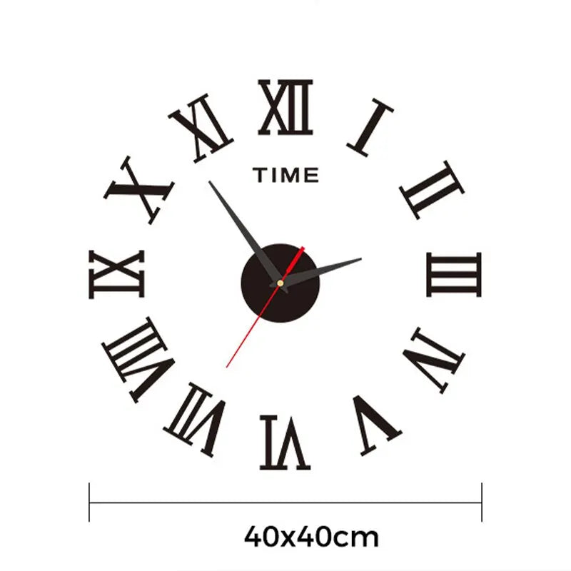 3D  Digital, Acrylic Wall Clock, Roman Numerals Design,  Large Fashion Self Adhesive Clocks