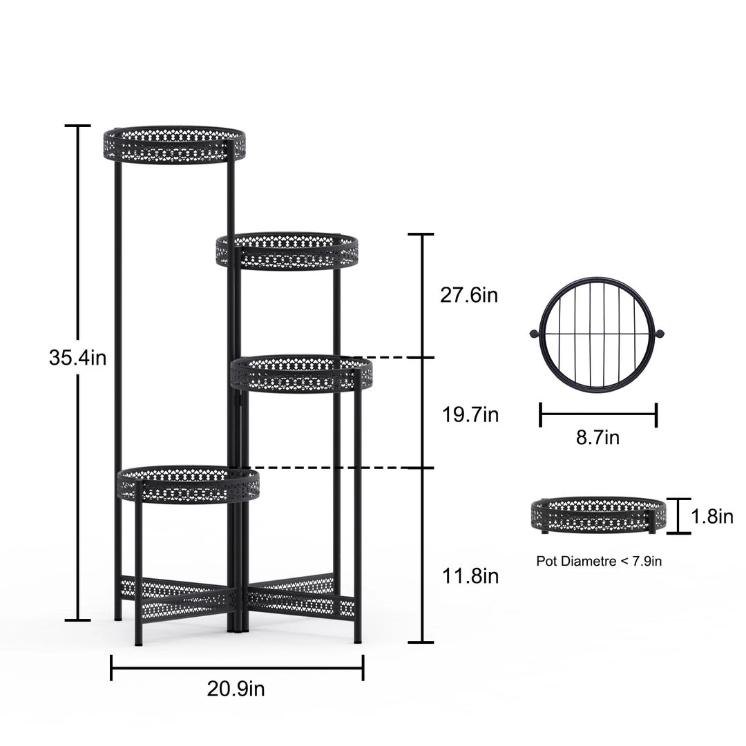 3/4 Tier Metal Plant Stand Ladder Shelf Foldable Flower Stand Indoor Outdoor Plant Display Shelf for Home Garden Patio