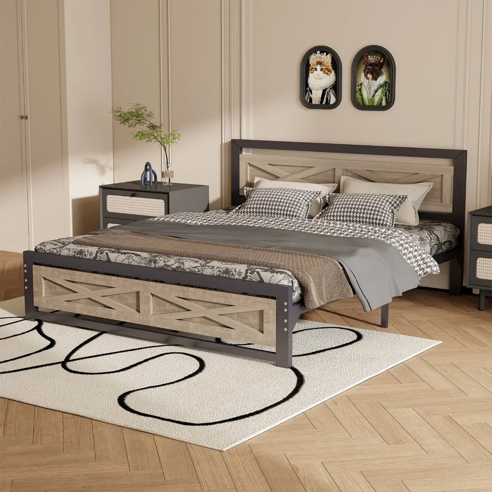 Platform Bed Frame with Headboard, Twin Size Bed bedroom furniture