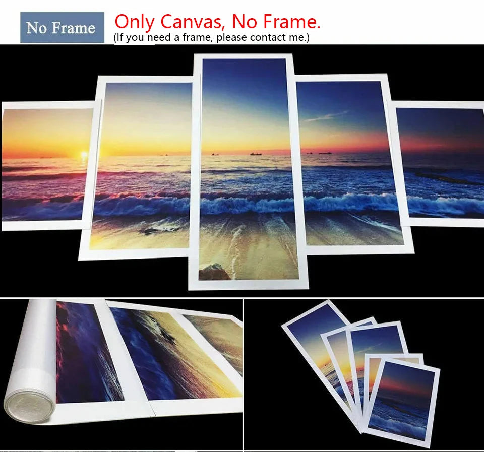 5pcs Landscape Canvas Wall Art Printed Picture Home Décor  Sunset