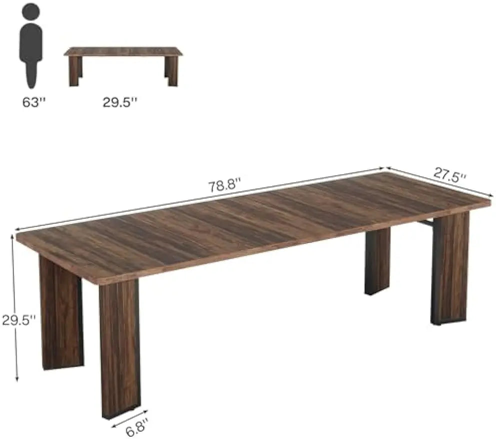 78.7-Inch 2-Person Computer Desk, 6.5FT Extra Large Rectangular Writing Table with Sturdy Thicken Tabletop for Home Office