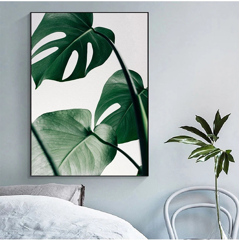 Nature Tropical Palm Leaf Monstera Wall Art Canvas Painting Nordic Posters And Prints Wall Pictures For Living Room Home Decor