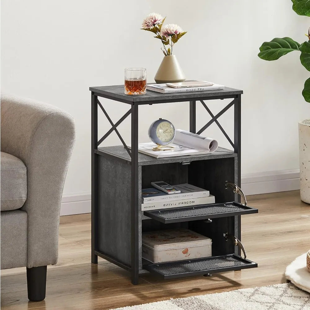 Set of 1 Home Furniture Modern Night Stand for Bedroom Nightstand With Drawer Bedroom Bedside Table Charcoal Grey